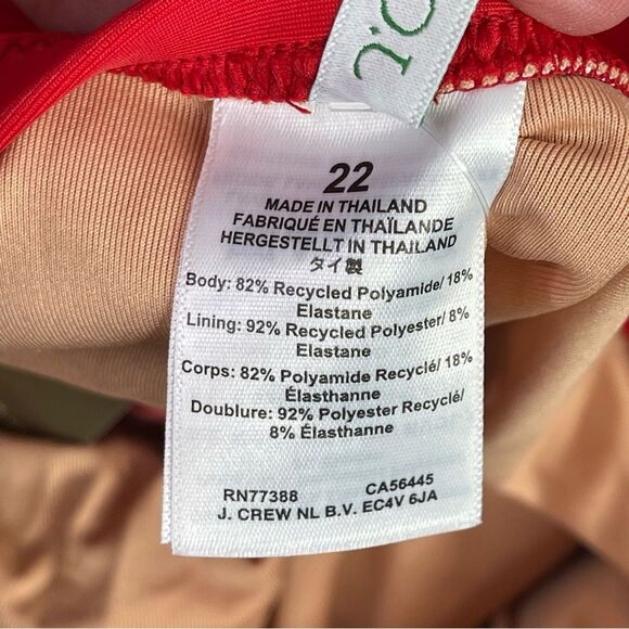 J. Crew Ruched Bandeau One-Piece Swimsuit Women’s 22 Red Strapless Full Coverage - Picture 7 of 10